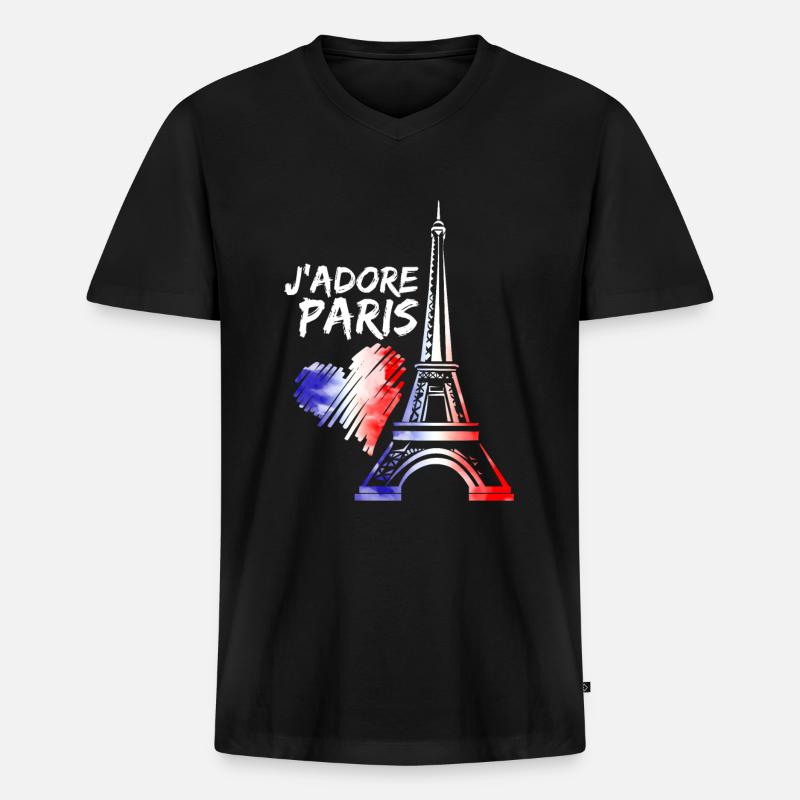 Paris - Männer Premium Bio T-Shirt mit V-Ausschnitt - Schwarz