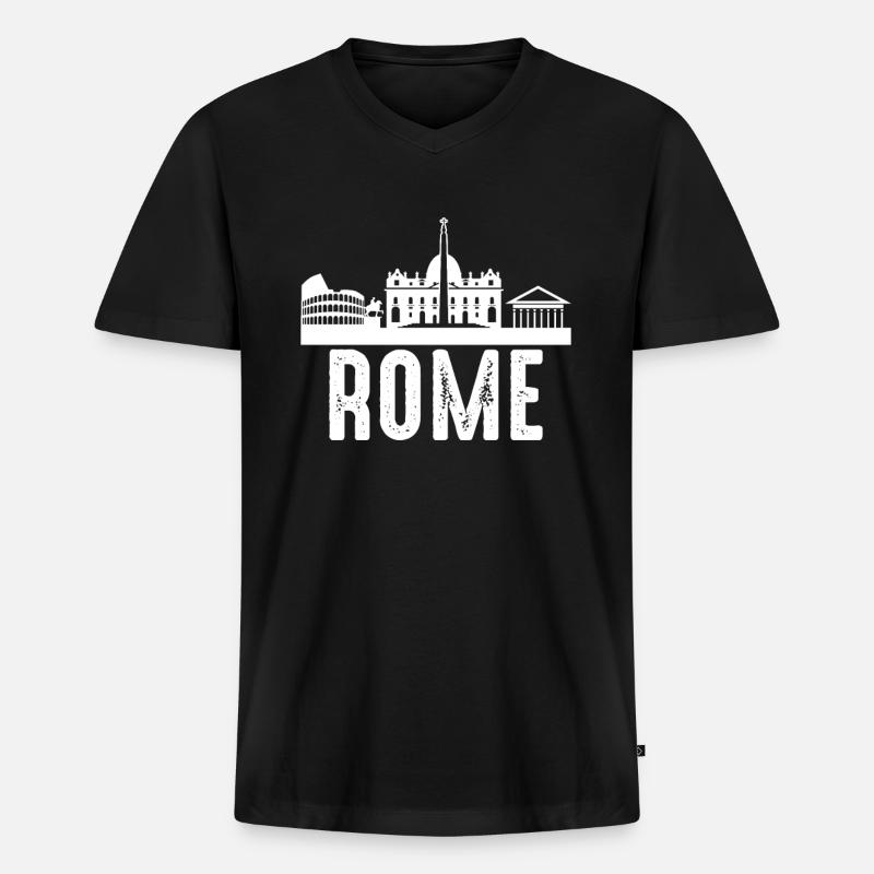 Roma - Maglietta ecologica premium da uomo con scollo a V - nero