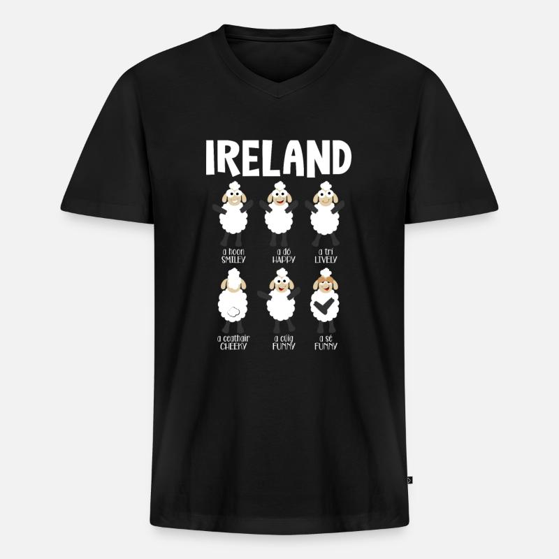 Irland - Männer Premium Bio T-Shirt mit V-Ausschnitt - Schwarz
