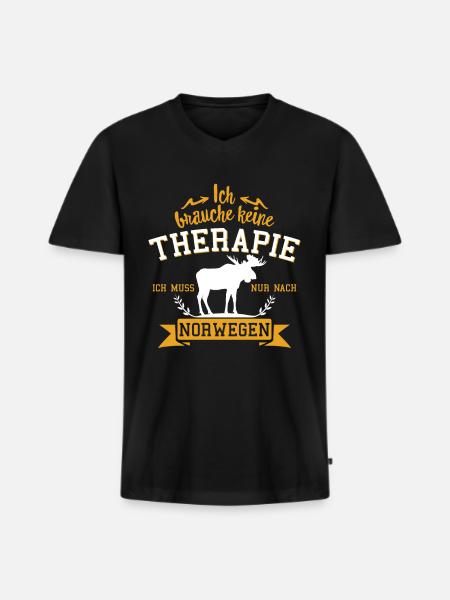 Norway - Men's Premium Organic T-shirt with V-neck - black