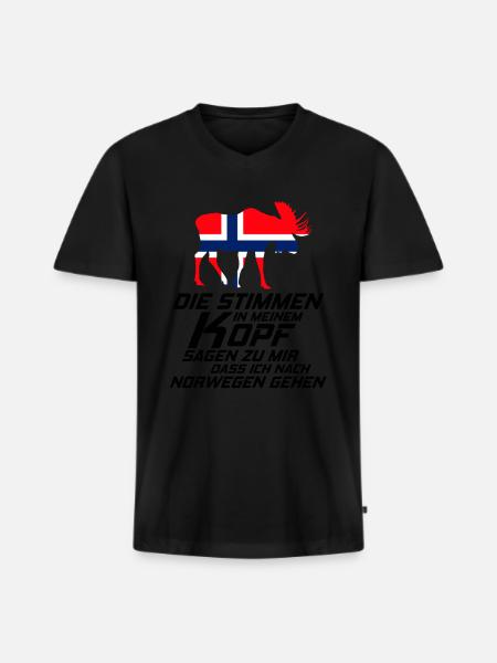 Norway - Men's Premium Organic T-shirt with V-neck - black
