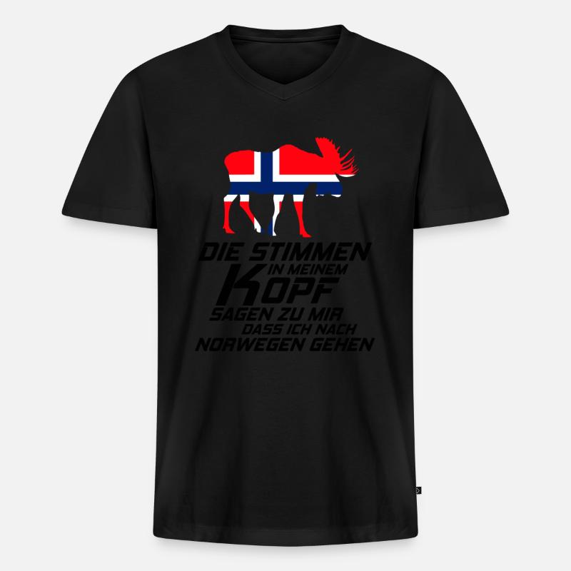 Norwegen - Männer Premium Bio T-Shirt mit V-Ausschnitt - Schwarz