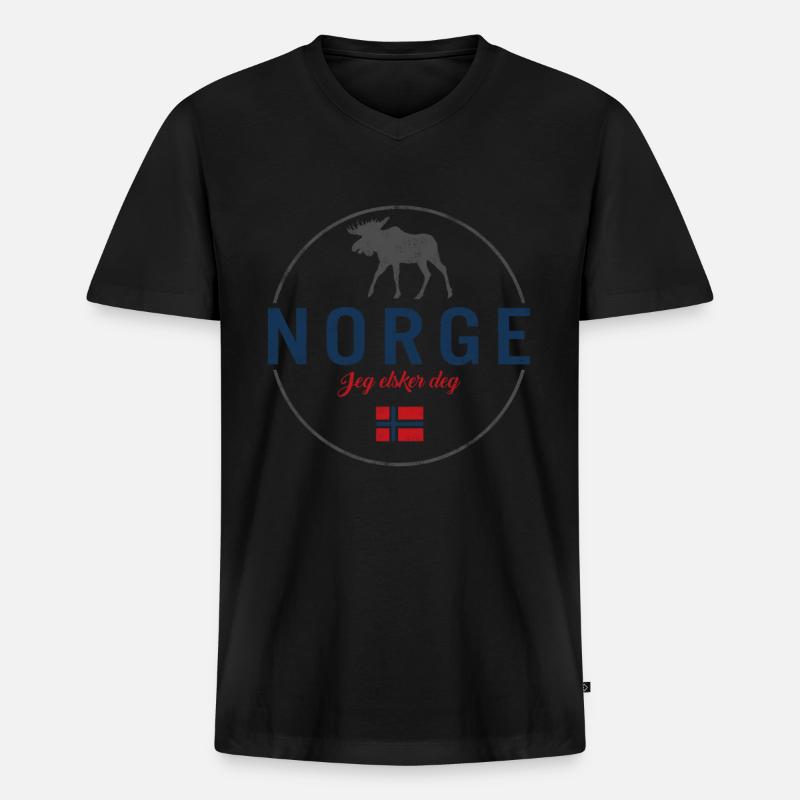 Norwegen - Männer Premium Bio T-Shirt mit V-Ausschnitt - Schwarz
