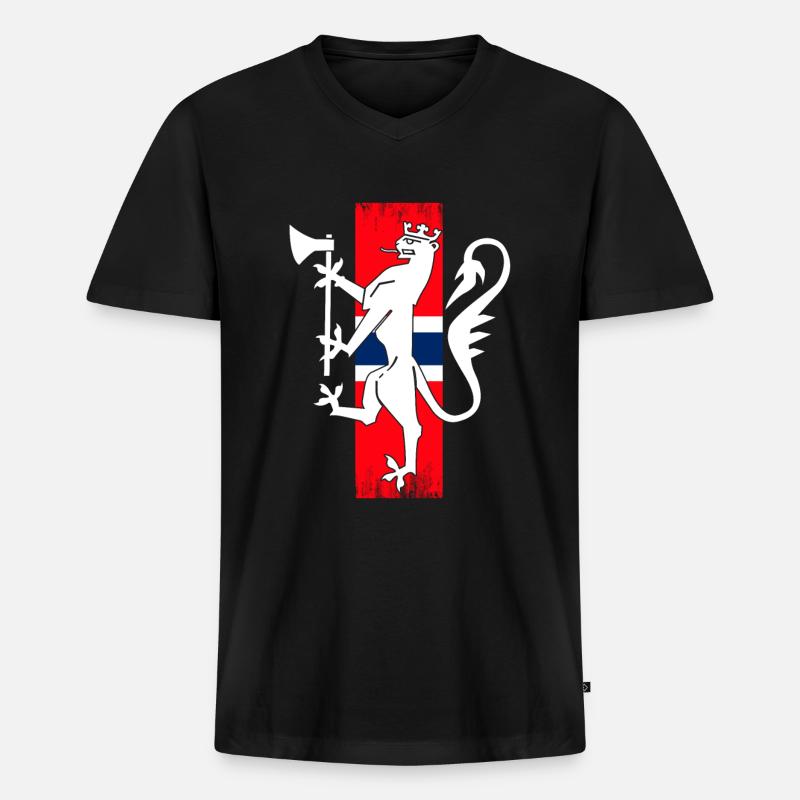 Norwegen - Männer Premium Bio T-Shirt mit V-Ausschnitt - Schwarz