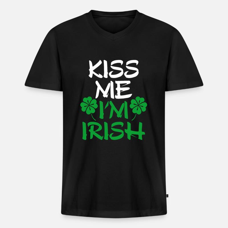 Irland - Männer Premium Bio T-Shirt mit V-Ausschnitt - Schwarz