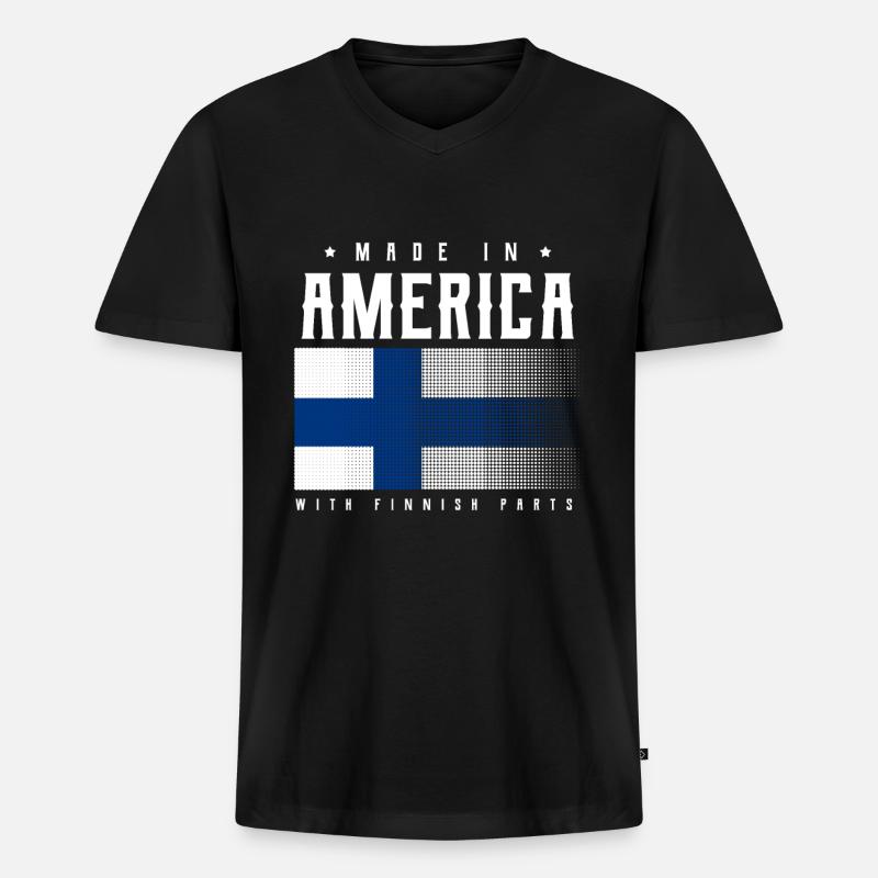 Finnland - Männer Premium Bio T-Shirt mit V-Ausschnitt - Schwarz