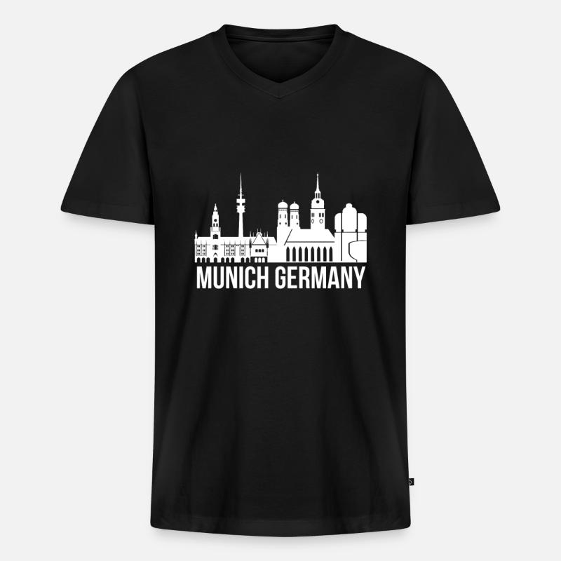 München - Männer Premium Bio T-Shirt mit V-Ausschnitt - Schwarz