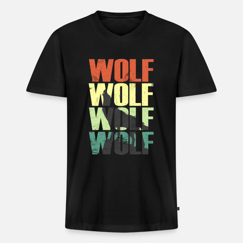 Wolf Wlfe Wolfsrudel Geschenk - Männer Premium Bio T-Shirt mit V-Ausschnitt - Schwarz