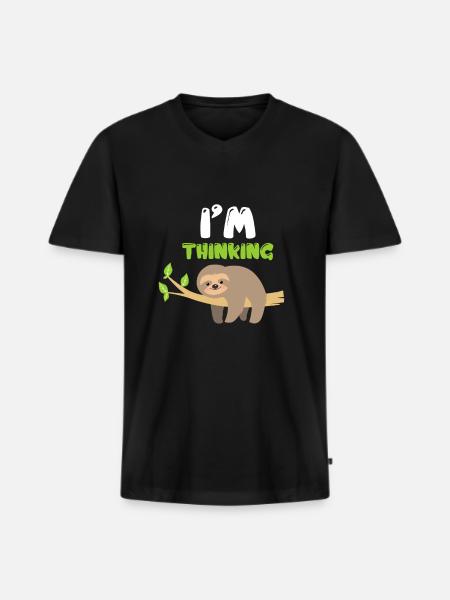 sloth - Men's Premium Organic T-shirt with V-neck - black