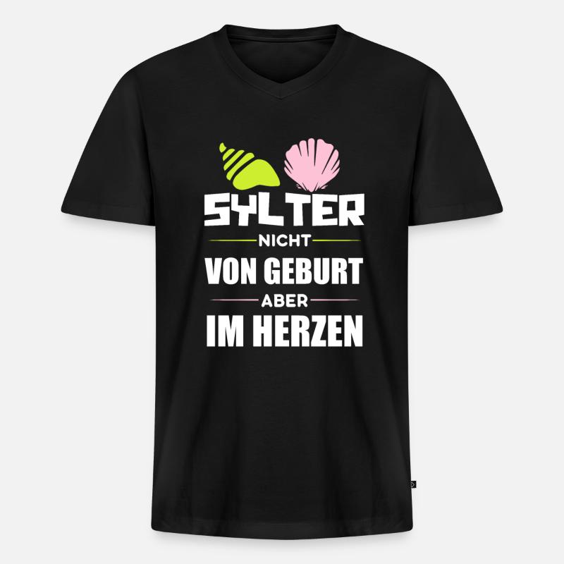 Sylt - Männer Premium Bio T-Shirt mit V-Ausschnitt - Schwarz