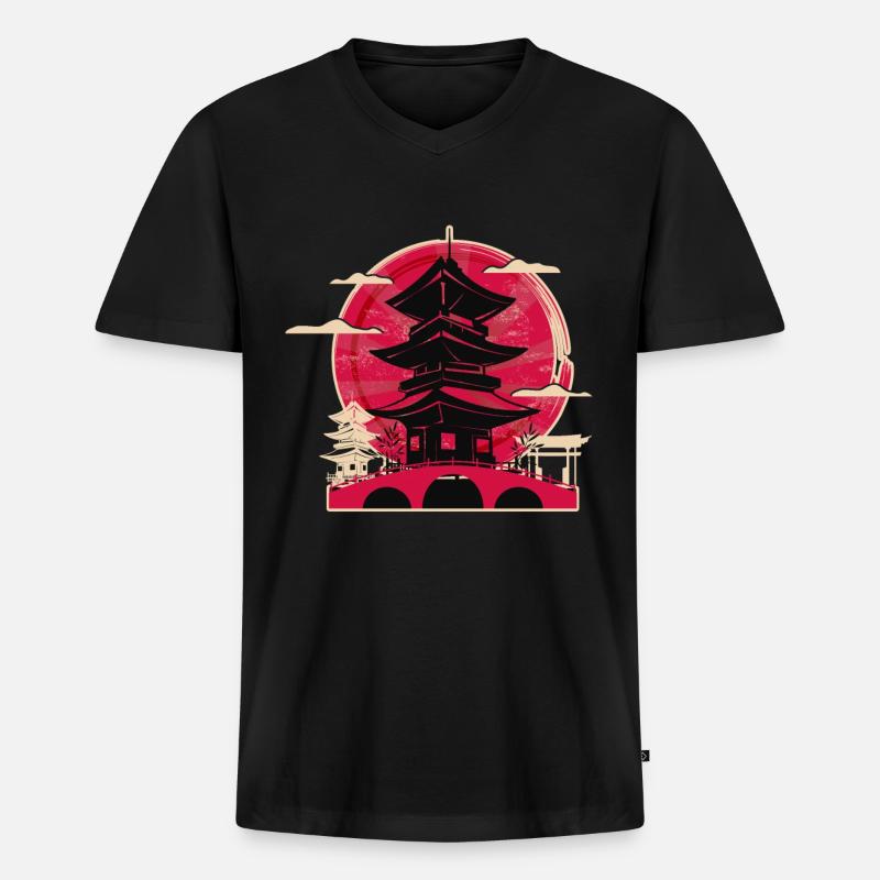 Japan - Männer Premium Bio T-Shirt mit V-Ausschnitt - Schwarz