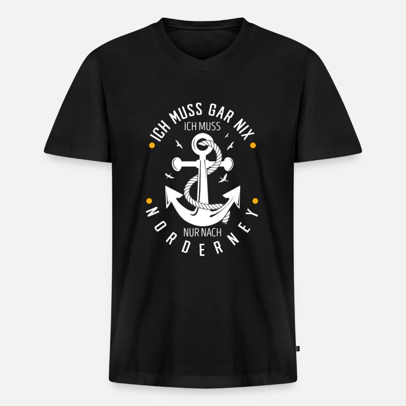 Norderney - Männer Premium Bio T-Shirt mit V-Ausschnitt - Schwarz
