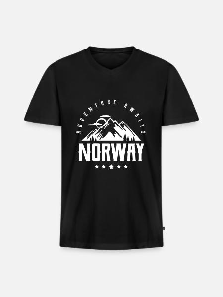 Norway - Men's Premium Organic T-shirt with V-neck - black