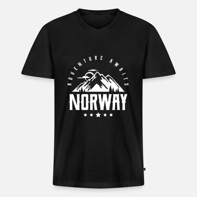 Norwegen - Männer Premium Bio T-Shirt mit V-Ausschnitt - Schwarz