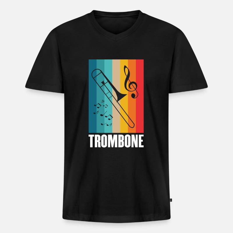 Posaune - Männer Premium Bio T-Shirt mit V-Ausschnitt - Schwarz