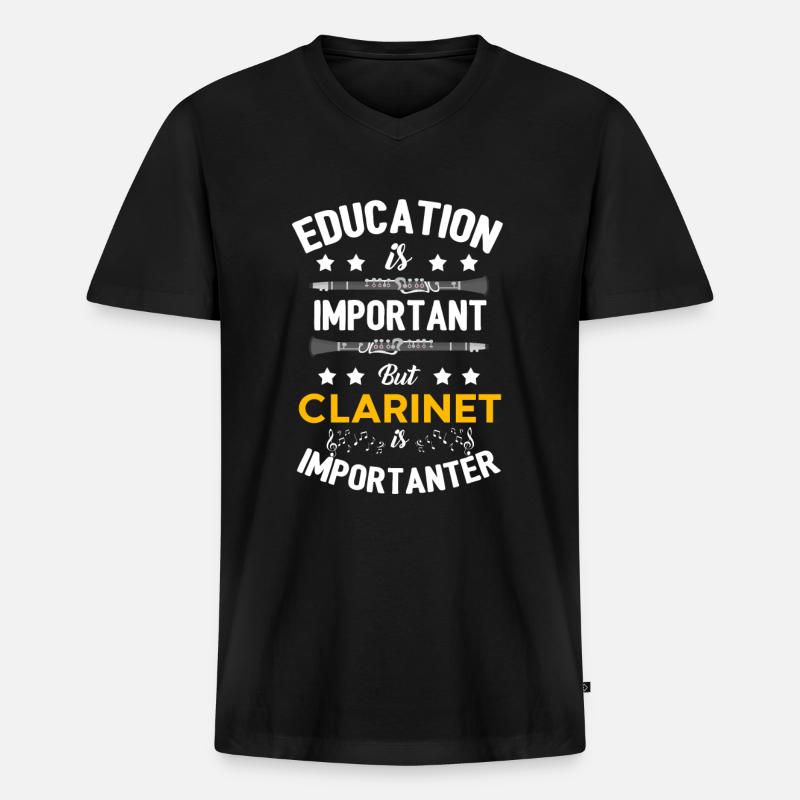 Klarinette - Männer Premium Bio T-Shirt mit V-Ausschnitt - Schwarz