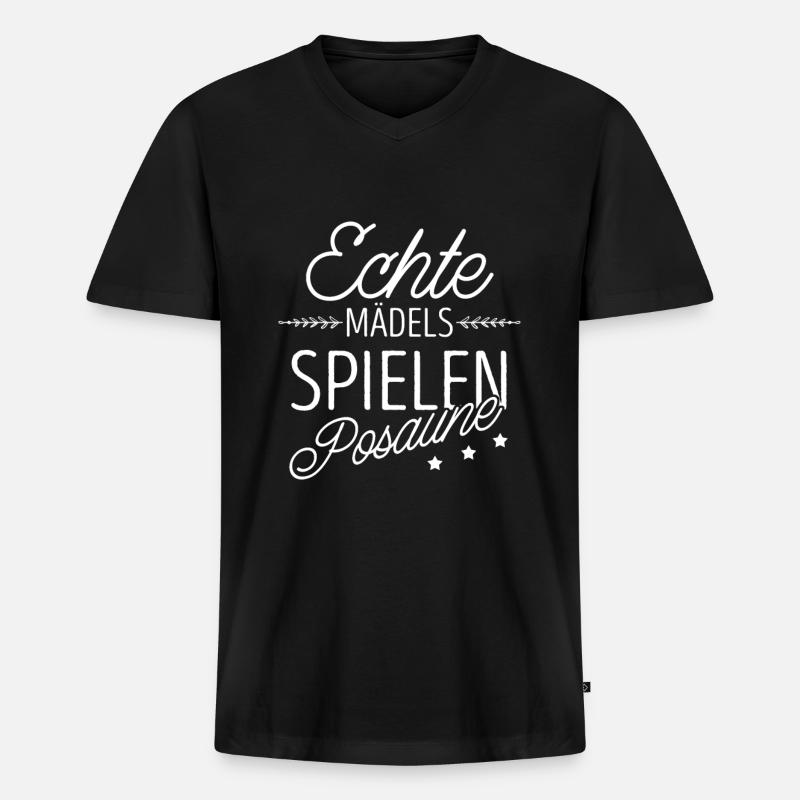 Posaune - Männer Premium Bio T-Shirt mit V-Ausschnitt - Schwarz