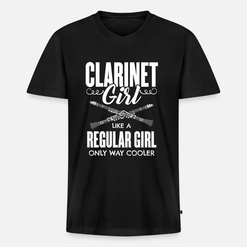 Klarinette - Männer Premium Bio T-Shirt mit V-Ausschnitt - Schwarz