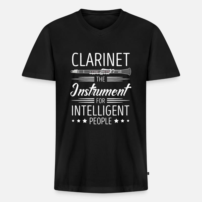 Klarinette - Männer Premium Bio T-Shirt mit V-Ausschnitt - Schwarz