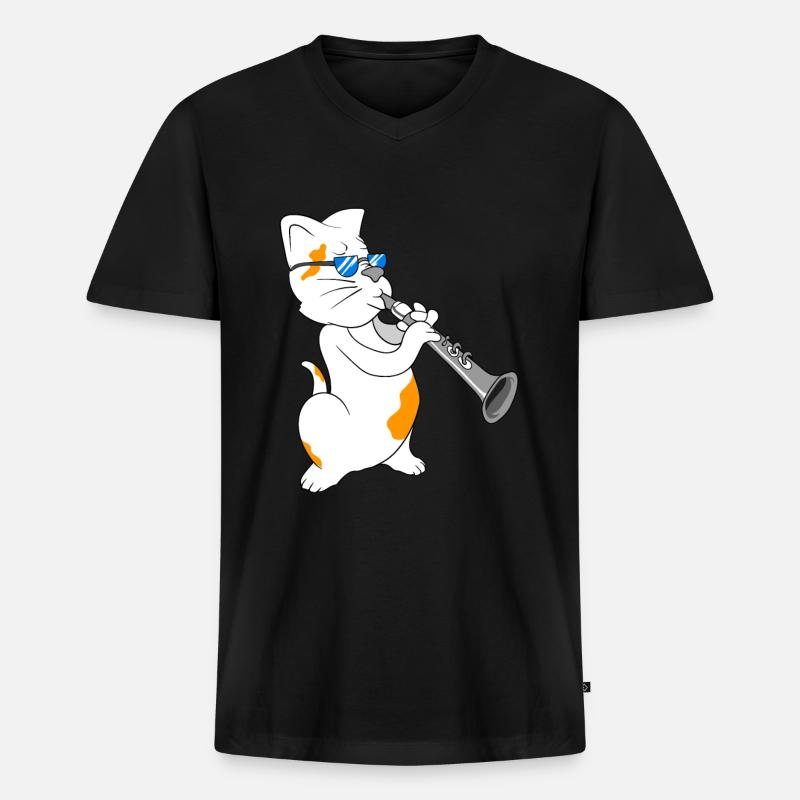 Klarinette - Männer Premium Bio T-Shirt mit V-Ausschnitt - Schwarz