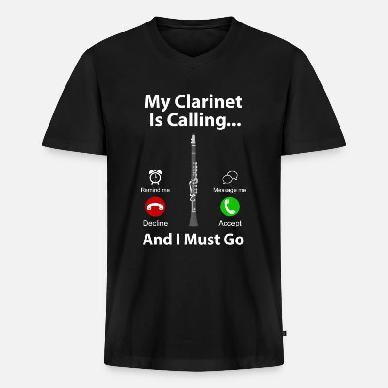 Klarinette - Männer Premium Bio T-Shirt mit V-Ausschnitt - Schwarz