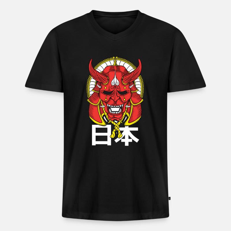 Japan - Männer Premium Bio T-Shirt mit V-Ausschnitt - Schwarz