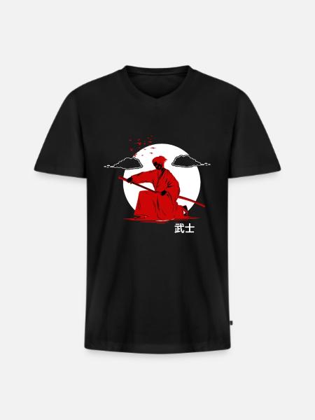 Japan - Men's Premium Organic T-shirt with V-neck - black