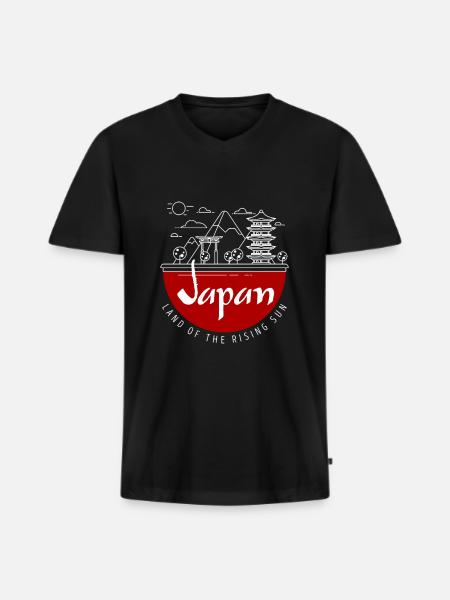 Japan - Men's Premium Organic T-shirt with V-neck - black