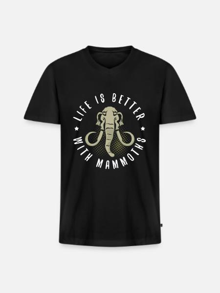 Mammut - Männer Premium Bio T-Shirt mit V-Ausschnitt - Schwarz