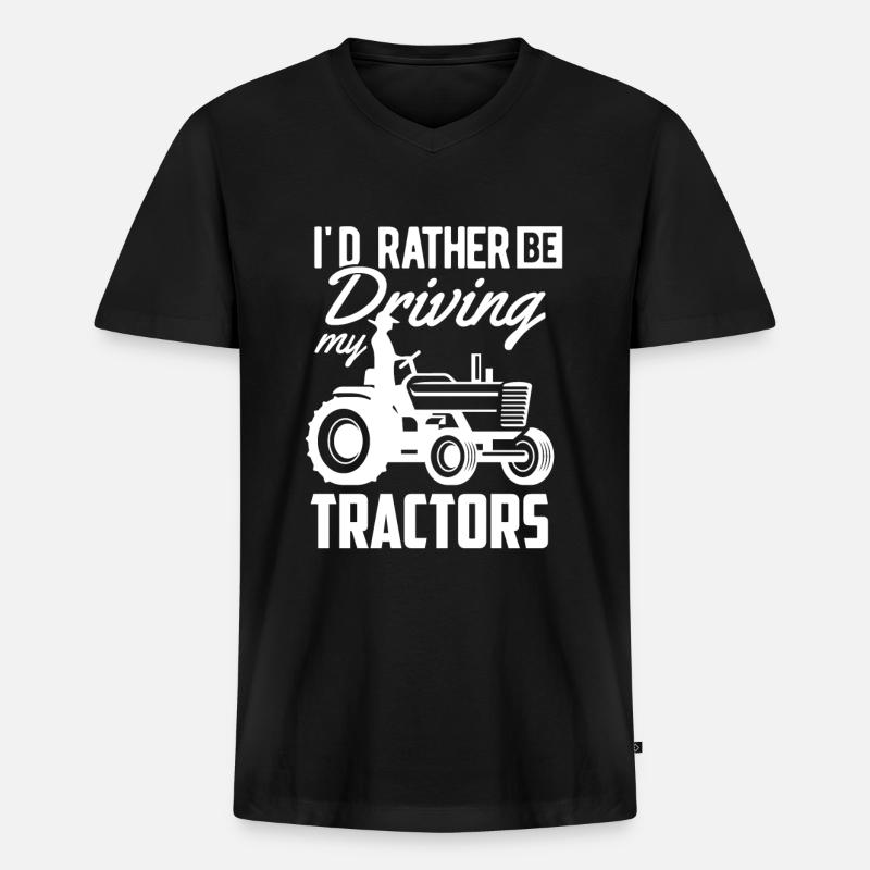 Traktor - Männer Premium Bio T-Shirt mit V-Ausschnitt - Schwarz