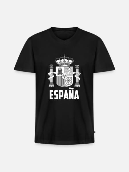 Espagne - T-shirt encolure en V Premium bio Homme - noir