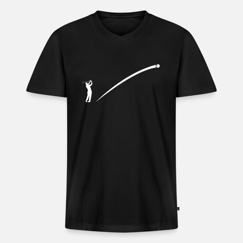 Golf - Männer Premium Bio T-Shirt mit V-Ausschnitt - Schwarz