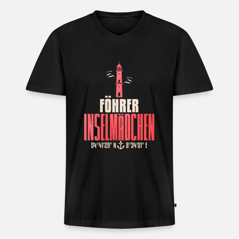 Fohr - Männer Premium Bio T-Shirt mit V-Ausschnitt - Schwarz
