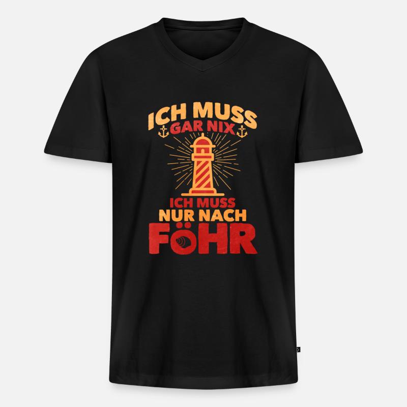 Föhr - Männer Premium Bio T-Shirt mit V-Ausschnitt - Schwarz