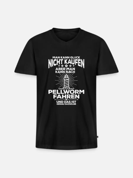 Pellworm - Männer Premium Bio T-Shirt mit V-Ausschnitt - Schwarz