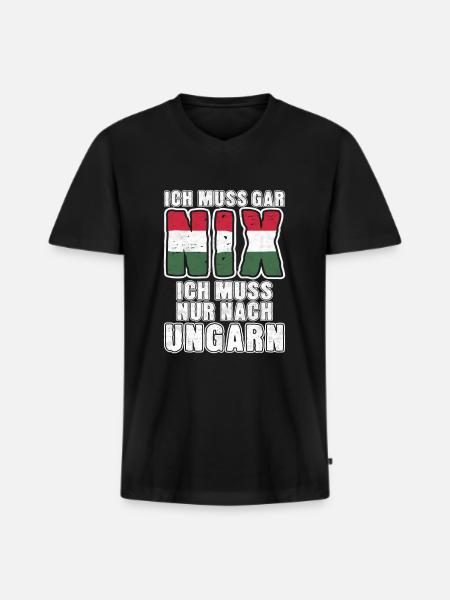 Ungarn - Männer Premium Bio T-Shirt mit V-Ausschnitt - Schwarz