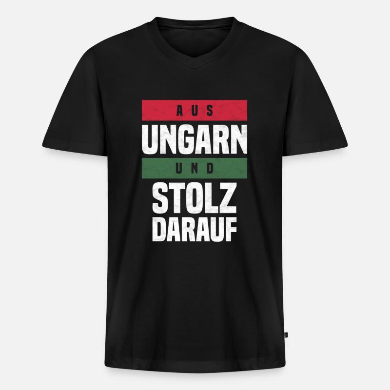Ungarn - Männer Premium Bio T-Shirt mit V-Ausschnitt - Schwarz