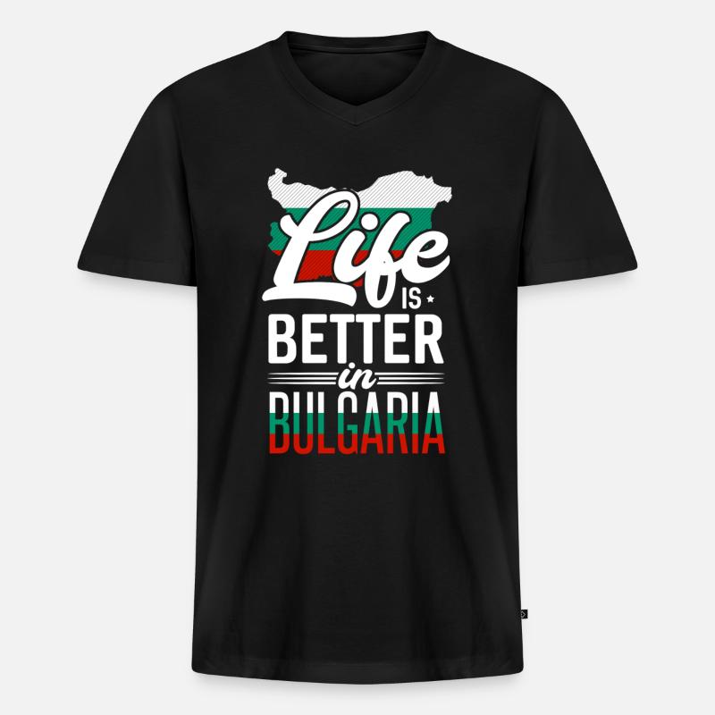 Bulgarien - Männer Premium Bio T-Shirt mit V-Ausschnitt - Schwarz