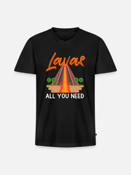 vulcano vulcani amanti del vulcano camicia vulcano divertente - Maglietta ecologica premium da uomo con scollo a V - nero
