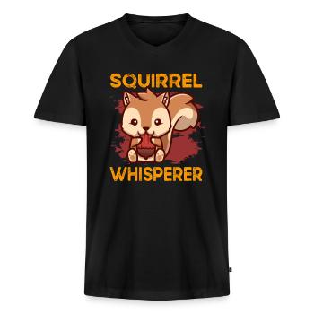 Écureuils - T-shirt encolure en V Premium bio Homme - noir - Devant - Nico (187cm)