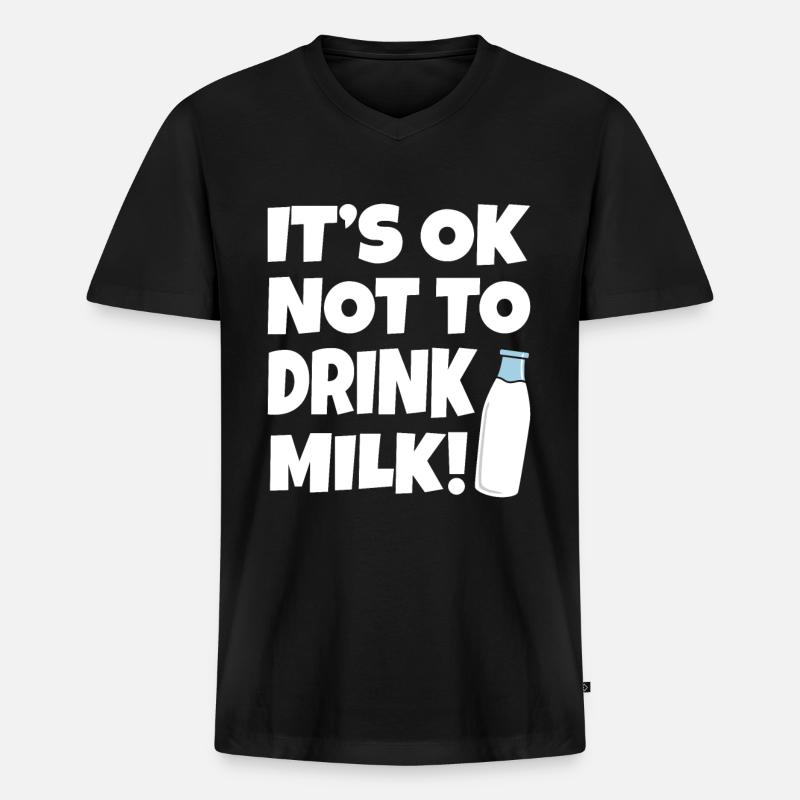 Milch - Männer Premium Bio T-Shirt mit V-Ausschnitt - Schwarz