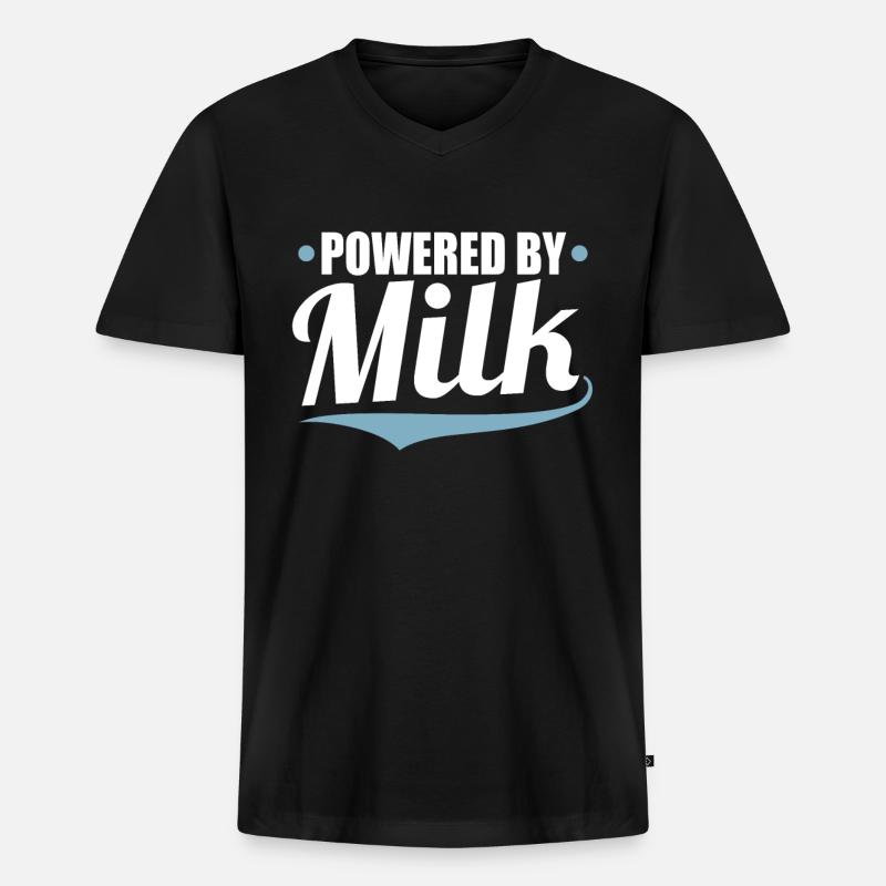Milch - Männer Premium Bio T-Shirt mit V-Ausschnitt - Schwarz