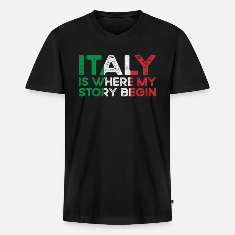 Italien - Männer Premium Bio T-Shirt mit V-Ausschnitt - Schwarz