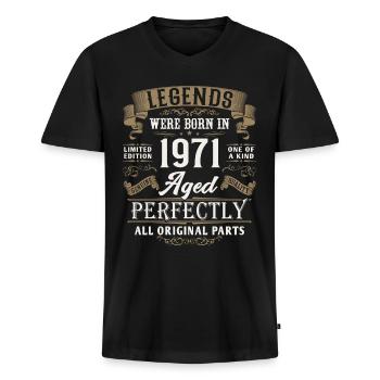 1971 geboren Legenden Geburtstag Vintage Geschenk - Männer Premium Bio T-Shirt mit V-Ausschnitt - Schwarz - Vorne - Nico (187cm)