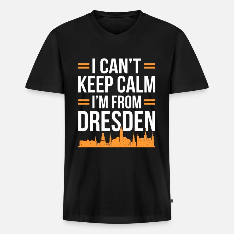 Dresden - Männer Premium Bio T-Shirt mit V-Ausschnitt - Schwarz