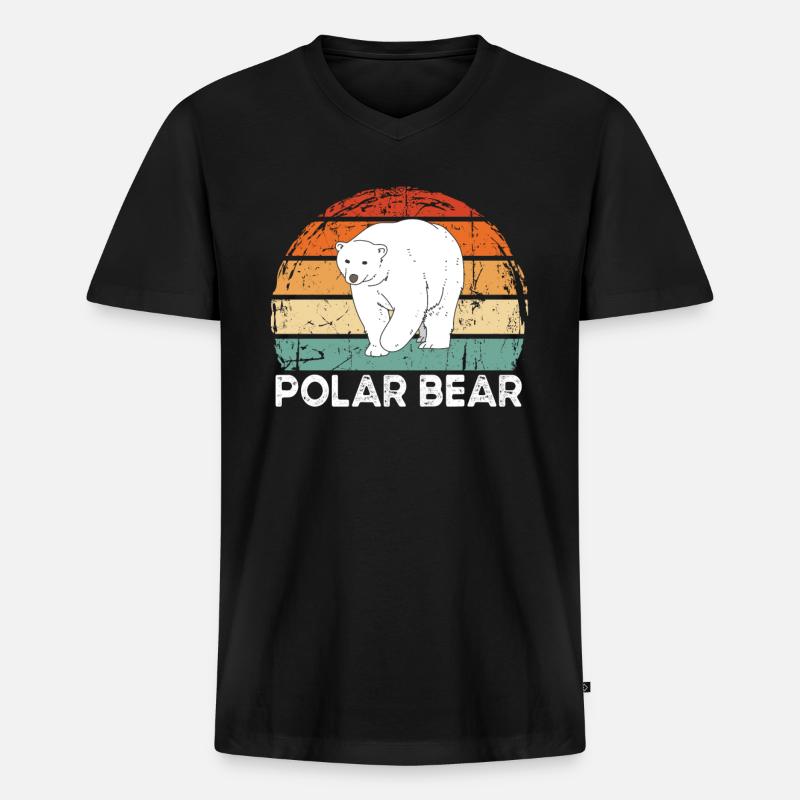 Eisbär - Männer Premium Bio T-Shirt mit V-Ausschnitt - Schwarz