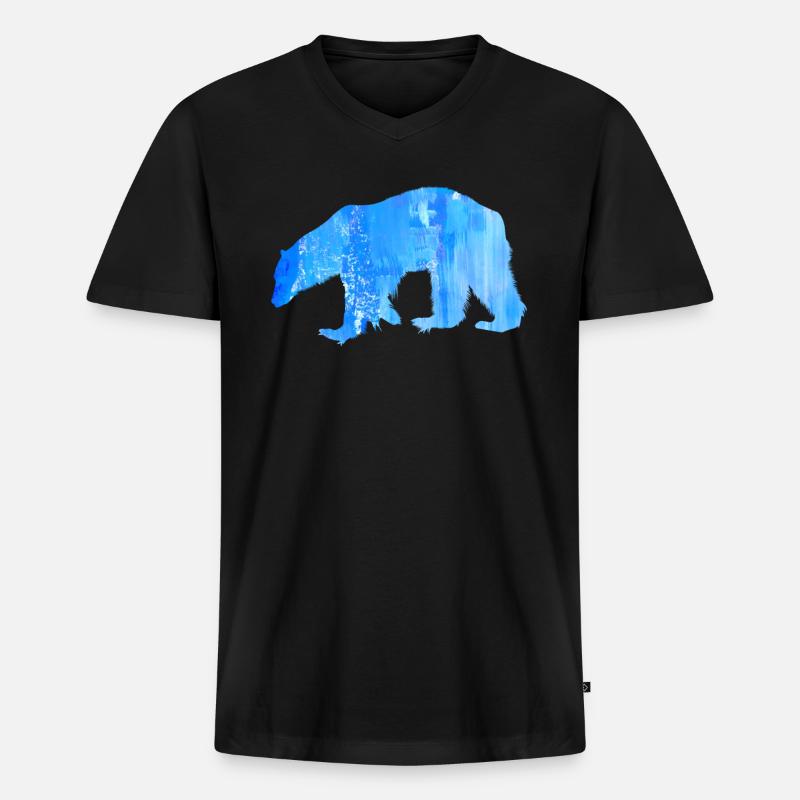 Eisbär - Männer Premium Bio T-Shirt mit V-Ausschnitt - Schwarz