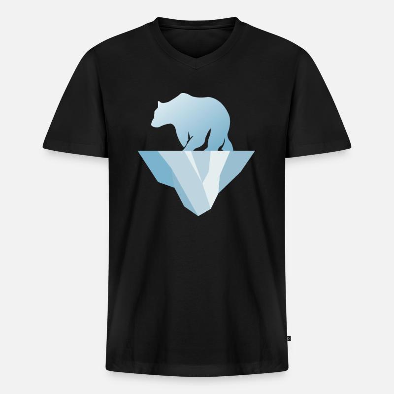 Eisbär - Männer Premium Bio T-Shirt mit V-Ausschnitt - Schwarz