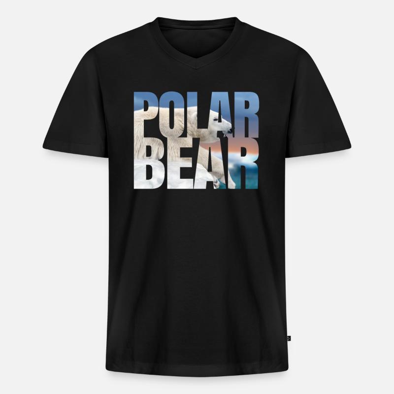 Eisbär - Männer Premium Bio T-Shirt mit V-Ausschnitt - Schwarz