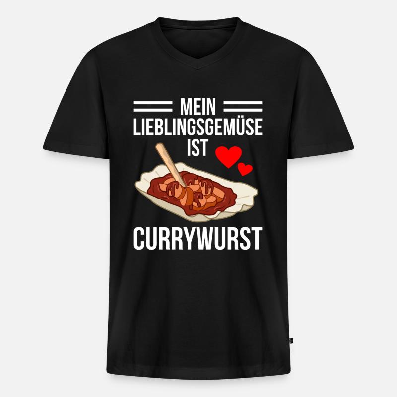 Currywurst - Männer Premium Bio T-Shirt mit V-Ausschnitt - Schwarz